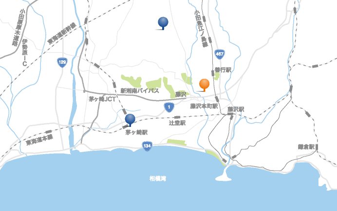 神奈川エリアのマップ