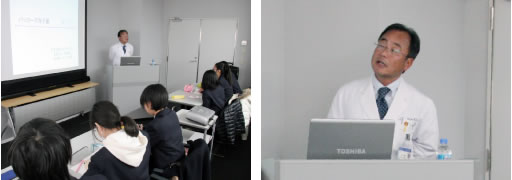 学生たちにお話しされる竹川理事長