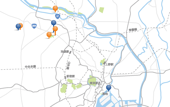 首都圏エリアのマップ